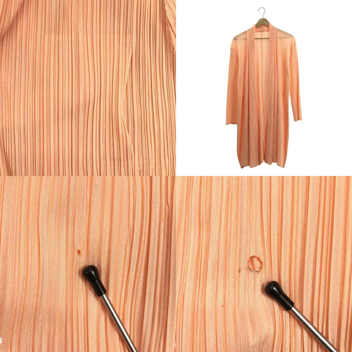 PLEATS PLEASE ISSEY MIYAKE / プリーツプリーズイッセイミヤケ ノーカラー ボタンレス ポケット付き ロングカーディガン コーディガン