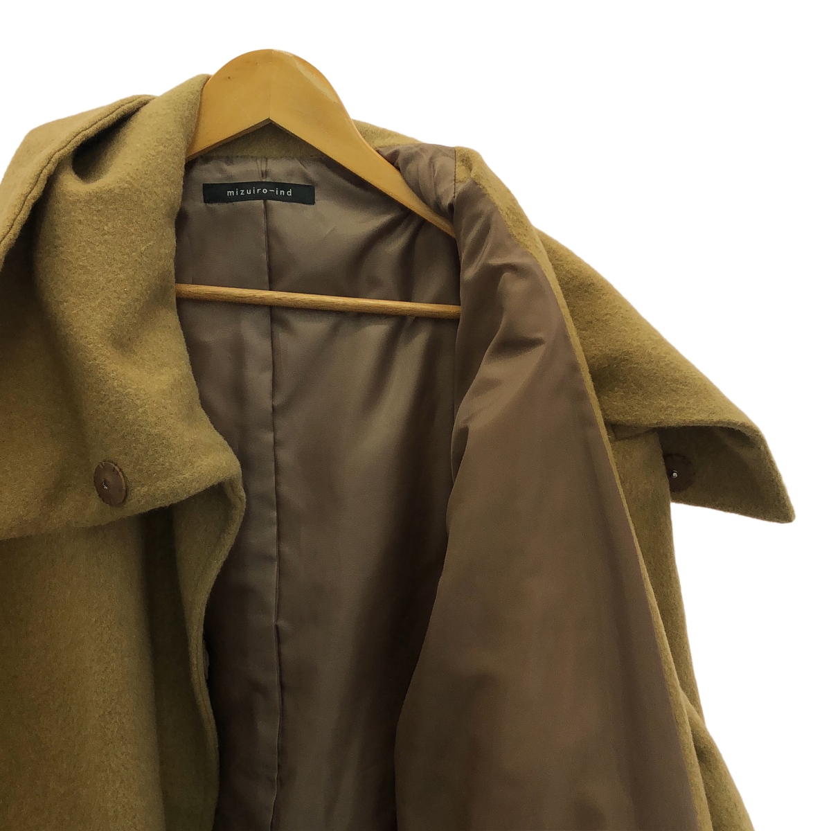 mizuiroind / ミズイロインド ウール ビッグカラー オーバーコート / 総裏地