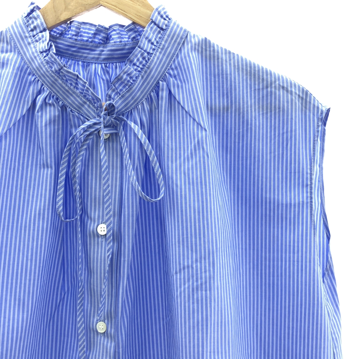 IENA / イエナ ストライプ フリル ノースリーブ ブラウス