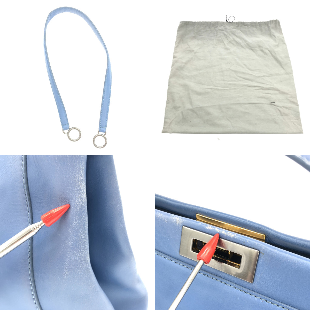 FENDI / フェンディ ピーカブー ラージ レザー ハンドバッグ