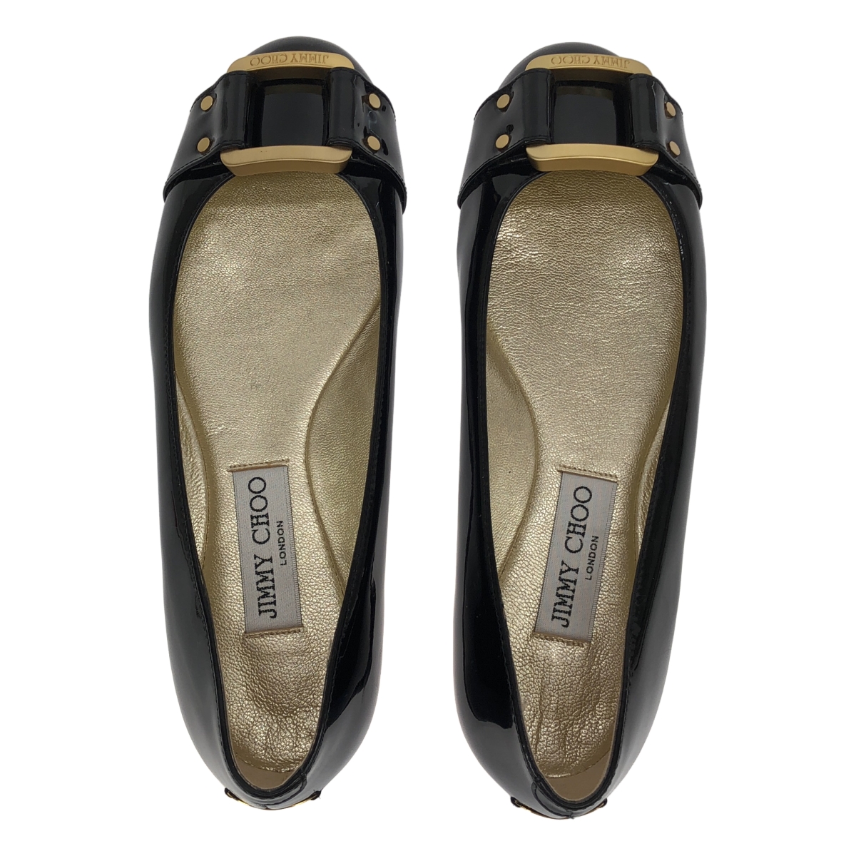 JIMMY CHOO / ジミーチュウ パテント バックル ラウンドトゥ パンプス