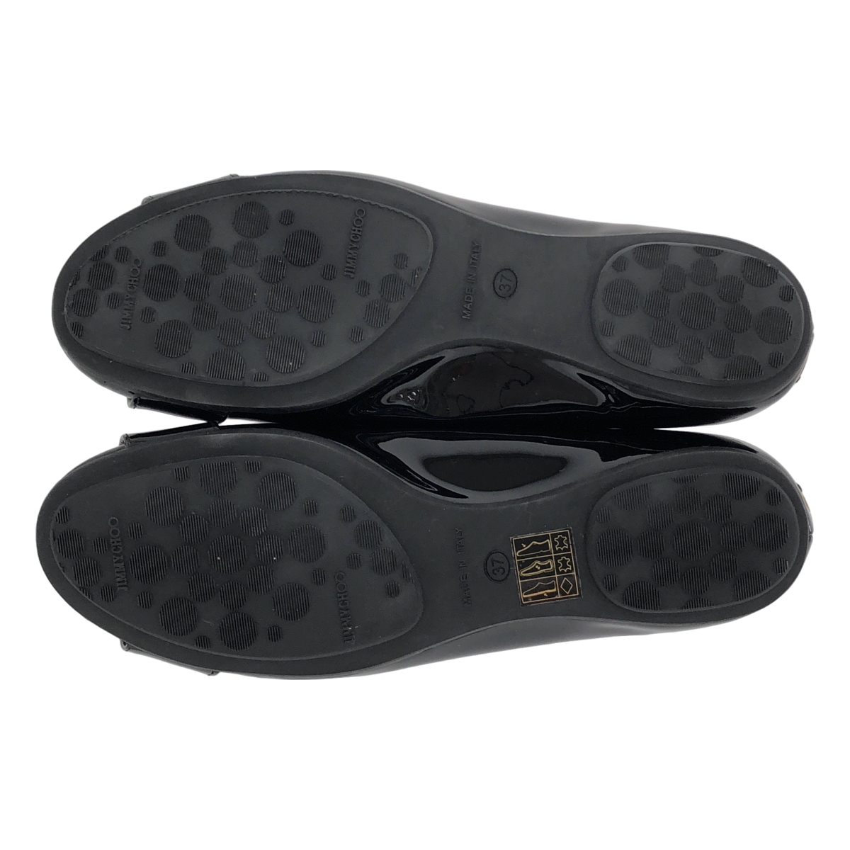 JIMMY CHOO / ジミーチュウ パテント バックル ラウンドトゥ パンプス