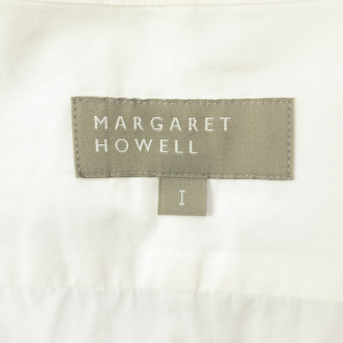 MARGARET HOWELL / マーガレットハウエル コットン ストライプ切替 バンドカラーシャツ