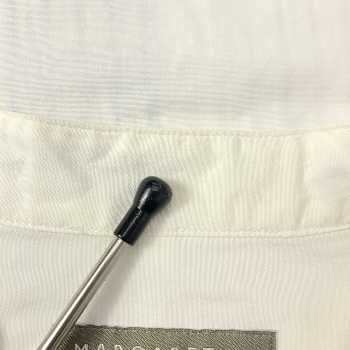 MARGARET HOWELL / マーガレットハウエル コットン ストライプ切替 バンドカラーシャツ