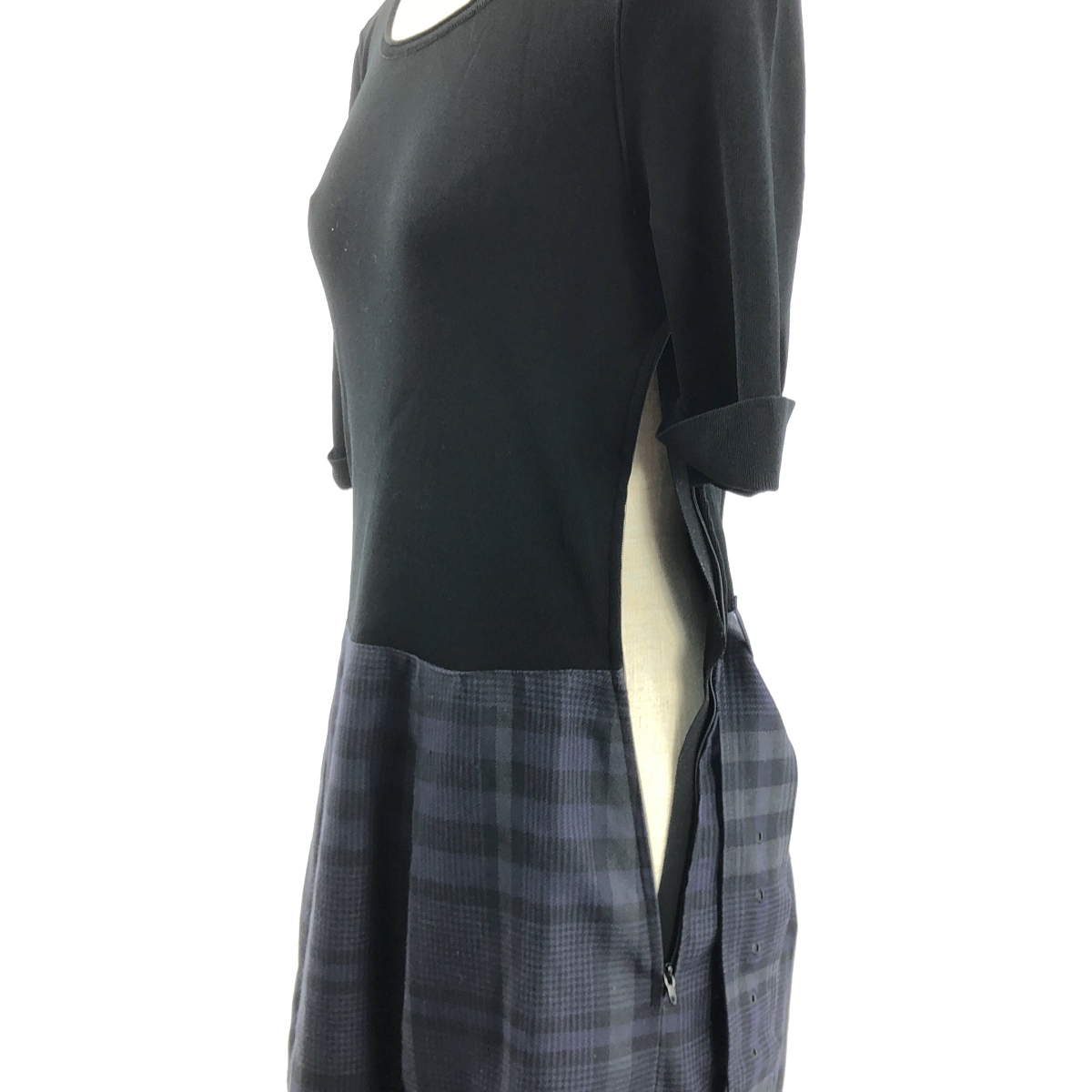 BURBERRY LONDON / バーバリーロンドン ニット切替 チェック ベルテッド スカート ワンピース