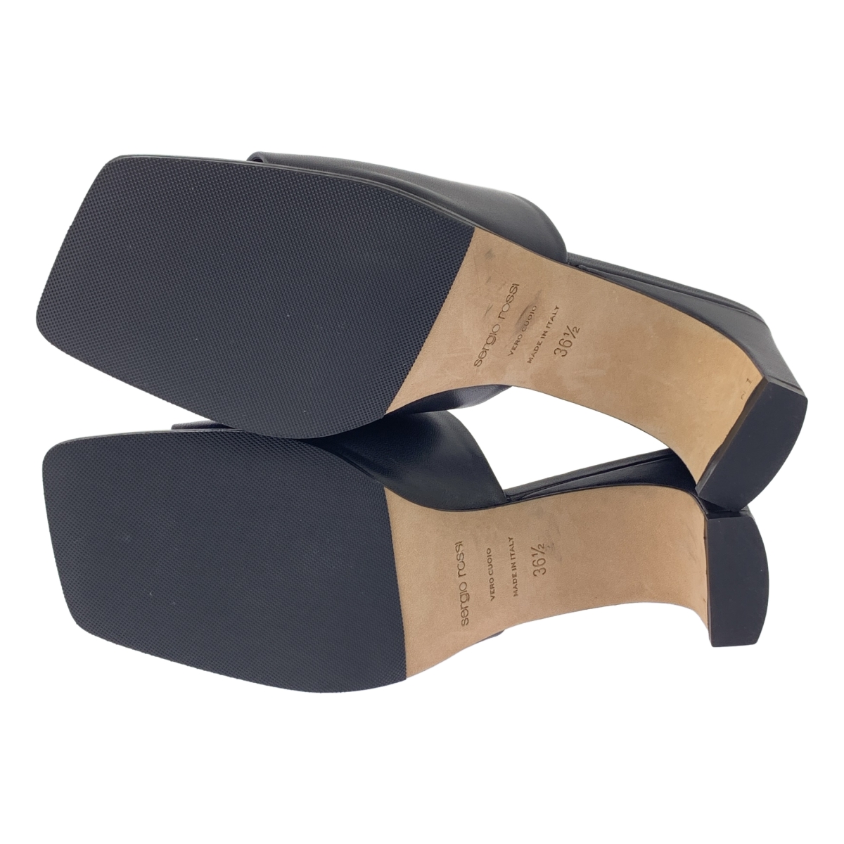 sergio rossi / セルジオロッシ スクエア オープントゥ ミュール サンダル