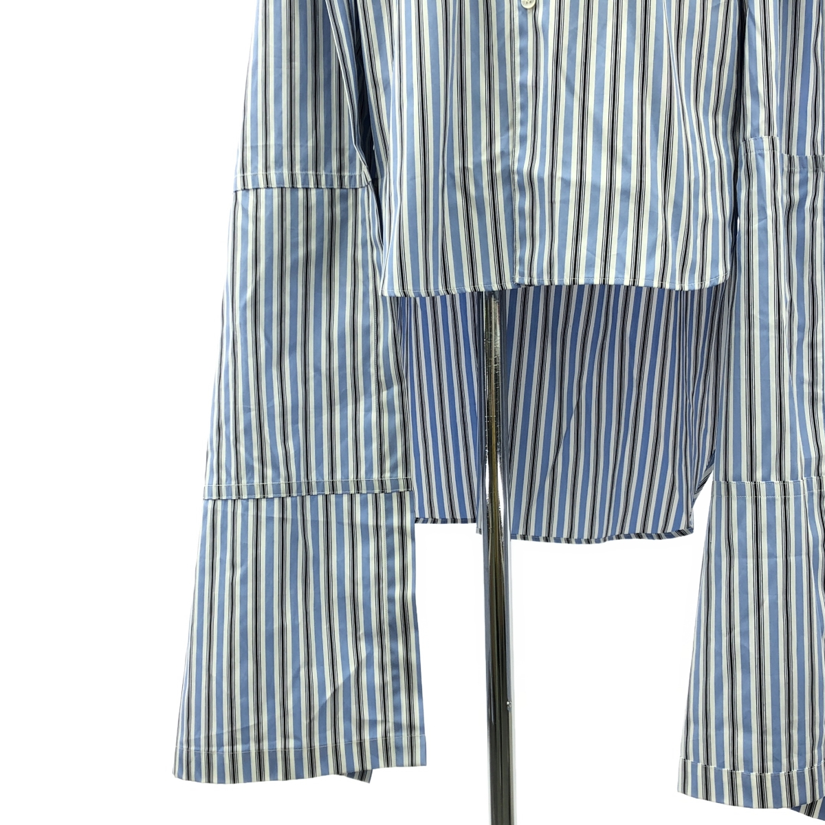 COMME des GARCONS SHIRT / コムデギャルソンシャツ コットン 変形 ストライプ オーバー ロングシャツ ブラウス