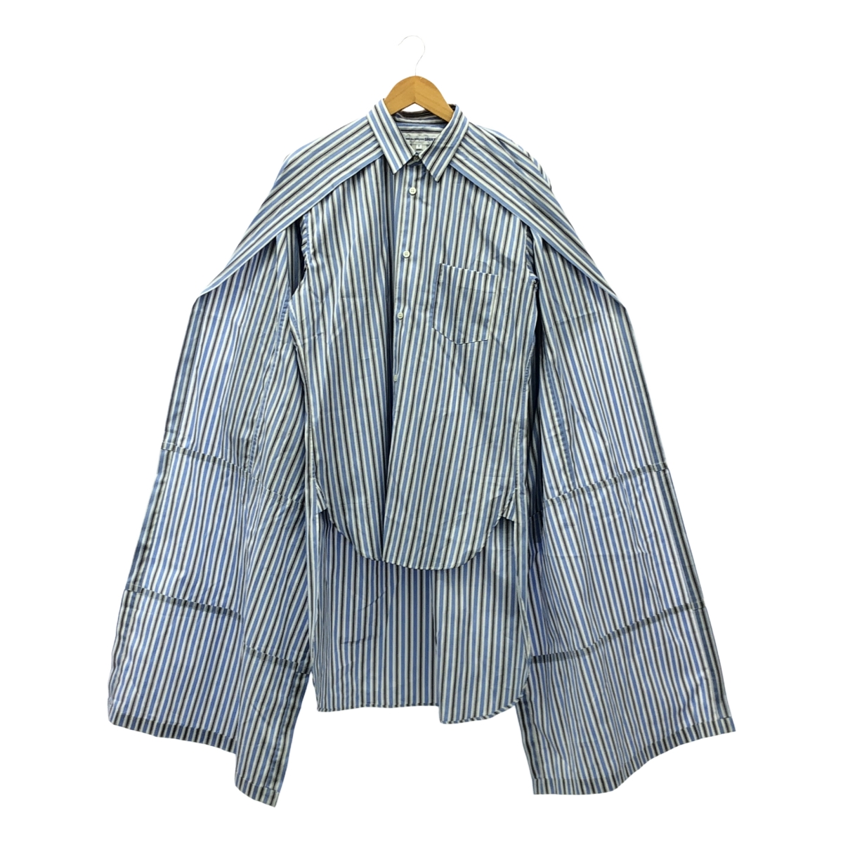 COMME des GARCONS SHIRT / コムデギャルソンシャツ コットン 変形 ストライプ オーバー ロングシャツ ブラウス