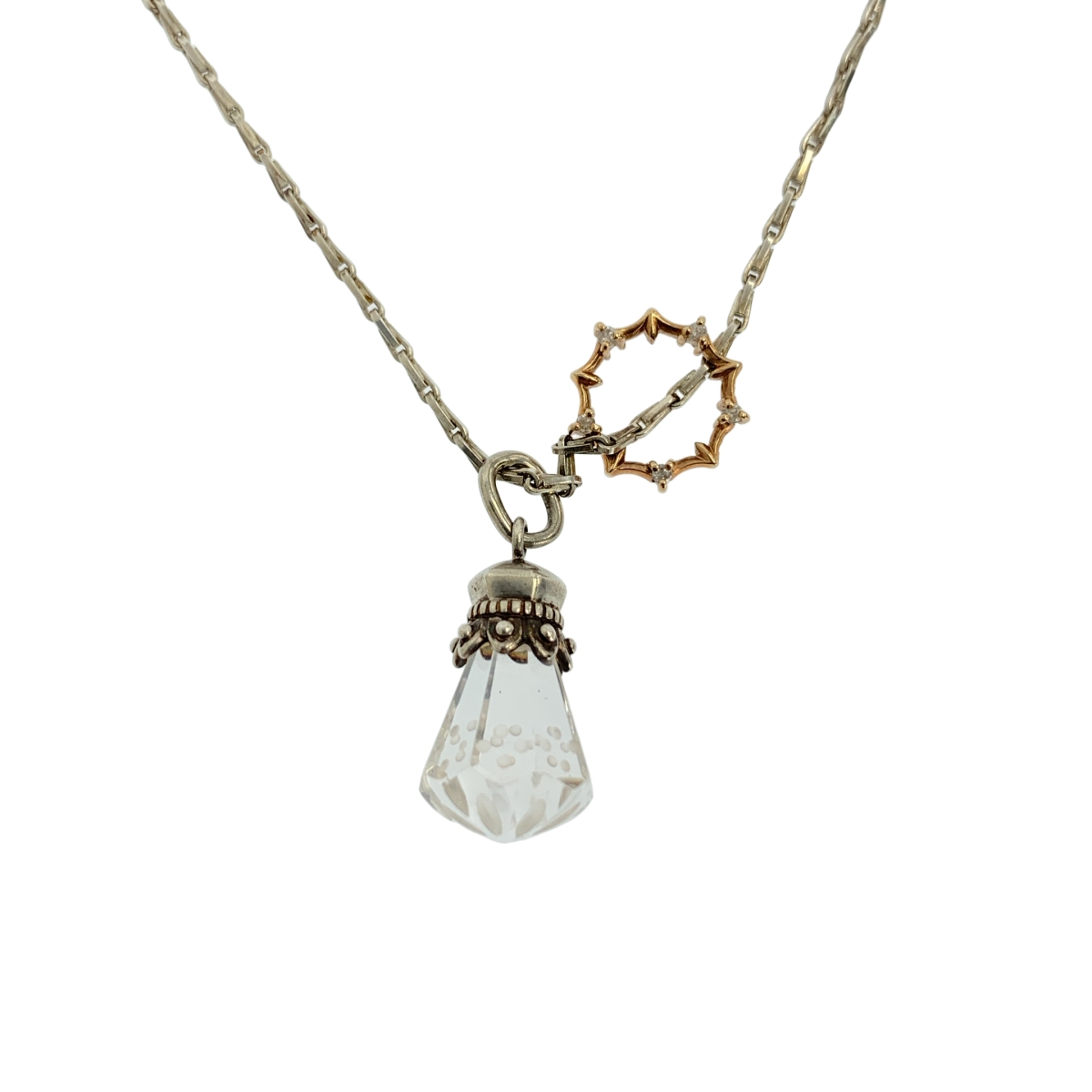 agete / アガット k10 0.5 フープチャーム / クリスタル チャーム ネックレス