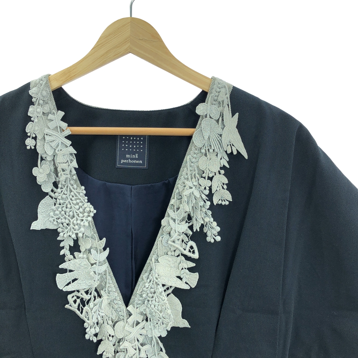 mina perhonen / ミナペルホネン lsc / エンブロイダリー ノーカラー ジャケット / 総裏地