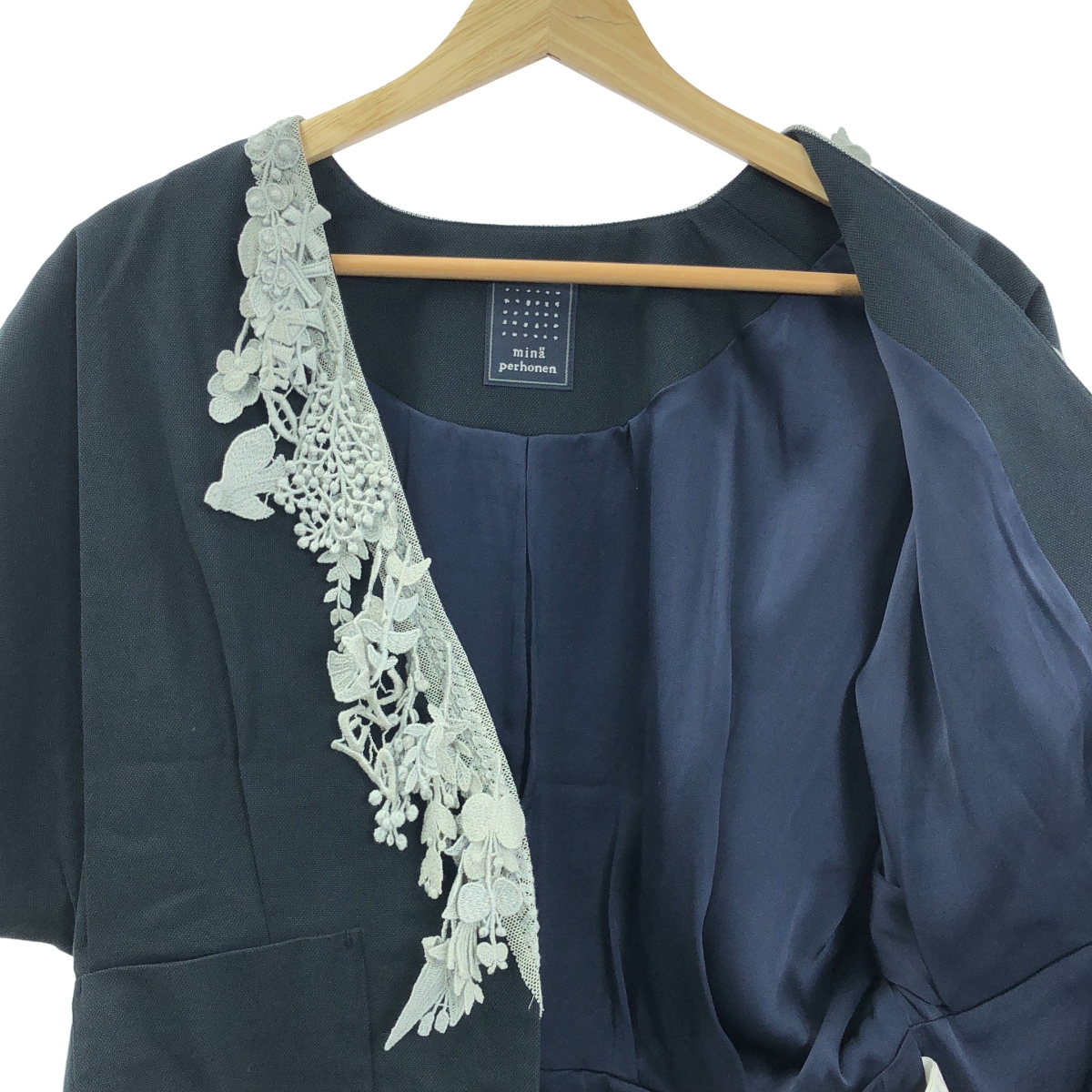 mina perhonen / ミナペルホネン lsc / エンブロイダリー ノーカラー ジャケット / 総裏地