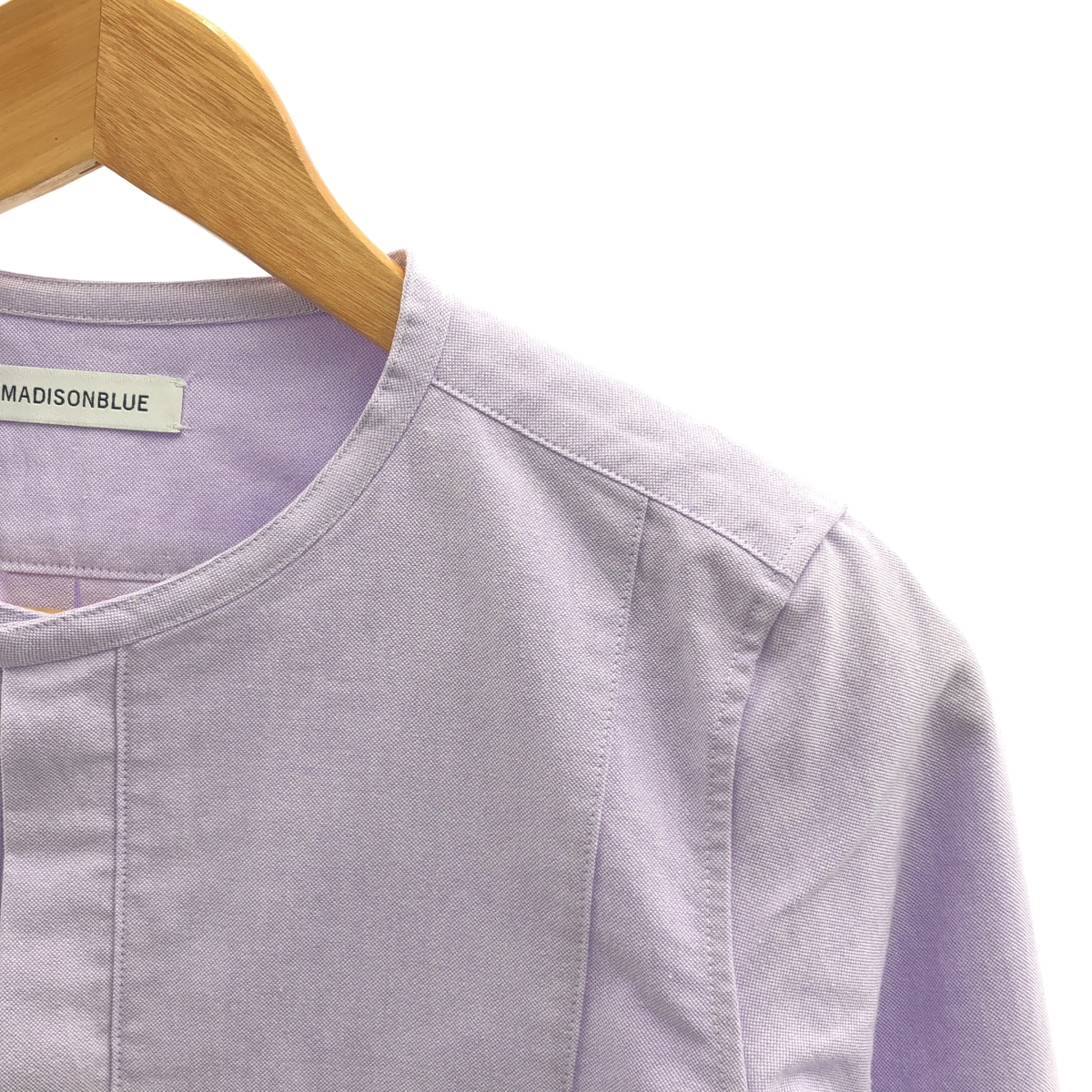 MADISON BLUE / マディソンブルー NO COLLAR LONG SH OX / バンドカラー フライフロント シャツブラウス