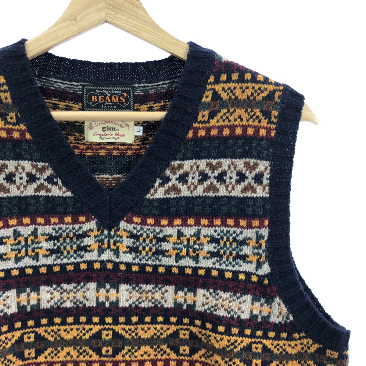 BEAMS PLUS / ビームスプラス ×gim ジム / フェアアイル柄 ウールニット ベスト
