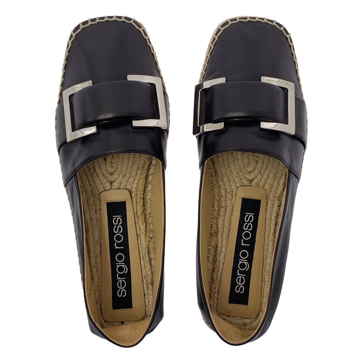 sergio rossi / セルジオロッシ レザー バックル エスパドリーユ スリッポン シューズ