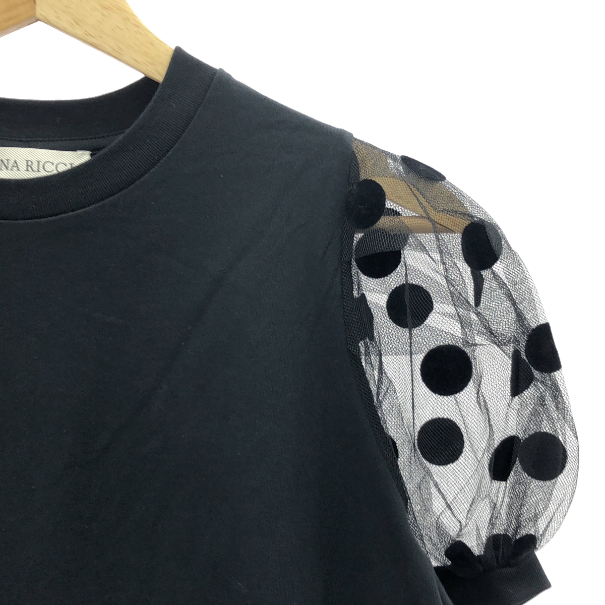 NINA RICCI / ニナリッチ POLKA DOT PS TEE メッシュ パフスリーブ カットソー