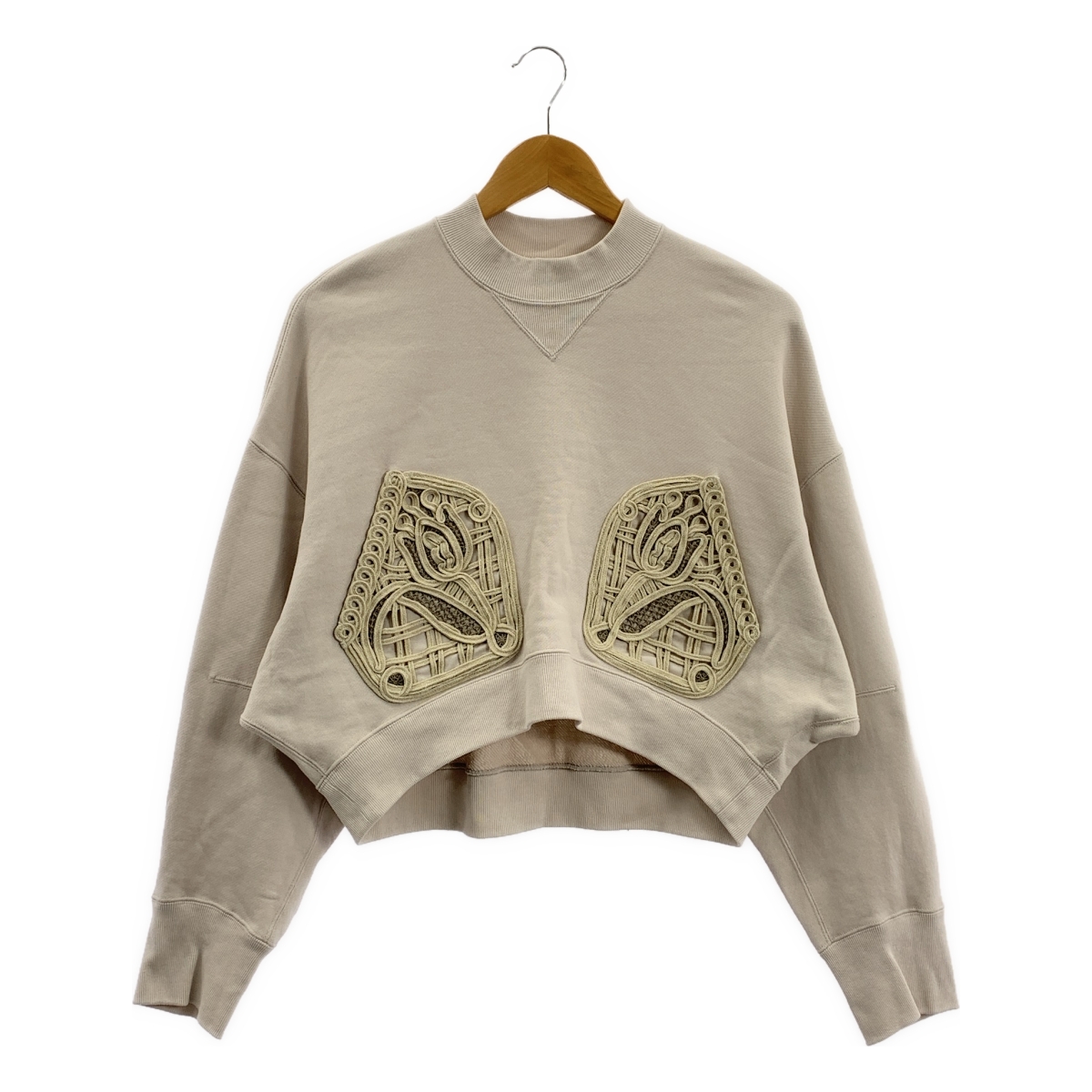 Mame Kurogouchi / マメクロゴウチ Cording Embroidery Cropped Sweatshirt / エンブロイダリー スウェット トレーナー