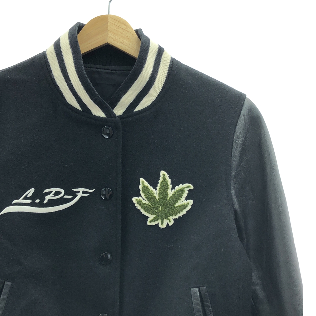 lucien pellat-finet / ルシアンペラフィネ カシミヤ レザー切替 スタジャン ジャケット