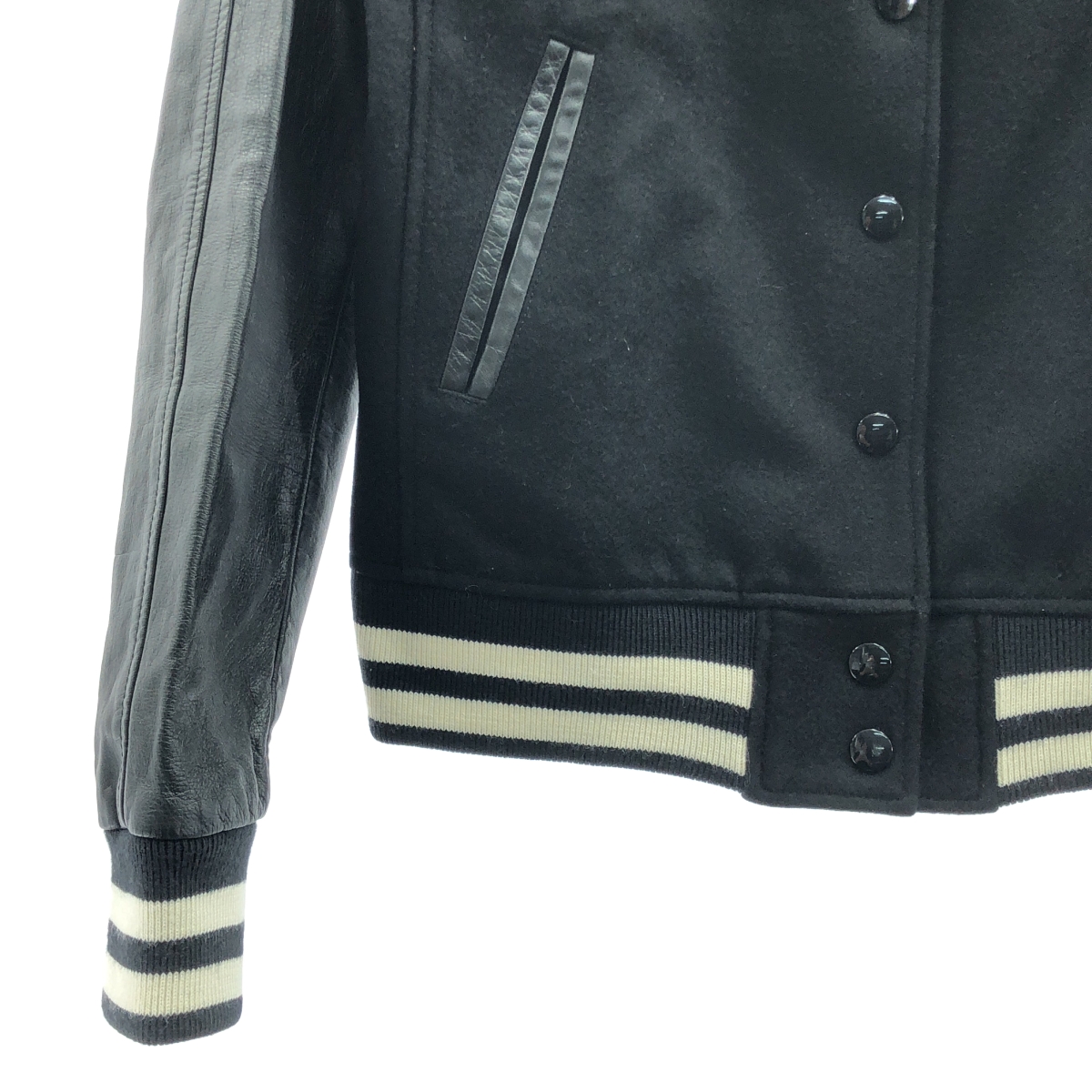 lucien pellat-finet / ルシアンペラフィネ カシミヤ レザー切替 スタジャン ジャケット