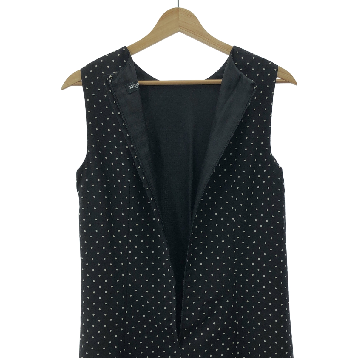DOLCE＆GABBANA / ドルチェ＆ガッバーナドルガバ ウール ドット ノースリーブ ワンピース