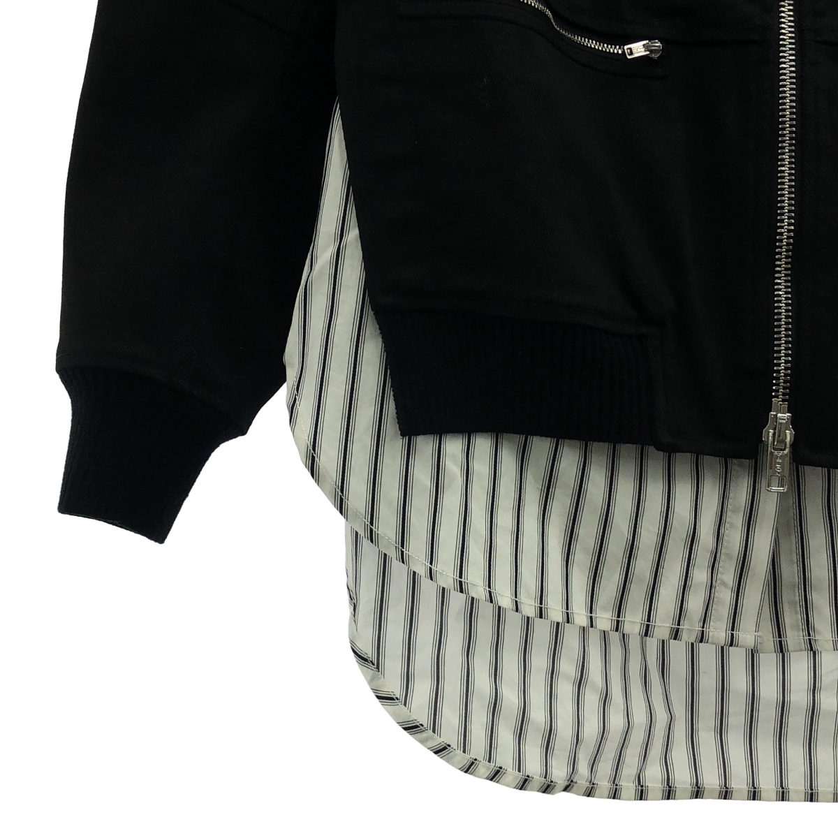 3.1 Phillip Lim / スリーワンフィリップリム ストライプシャツ ドッキング ブルゾン ジャケット