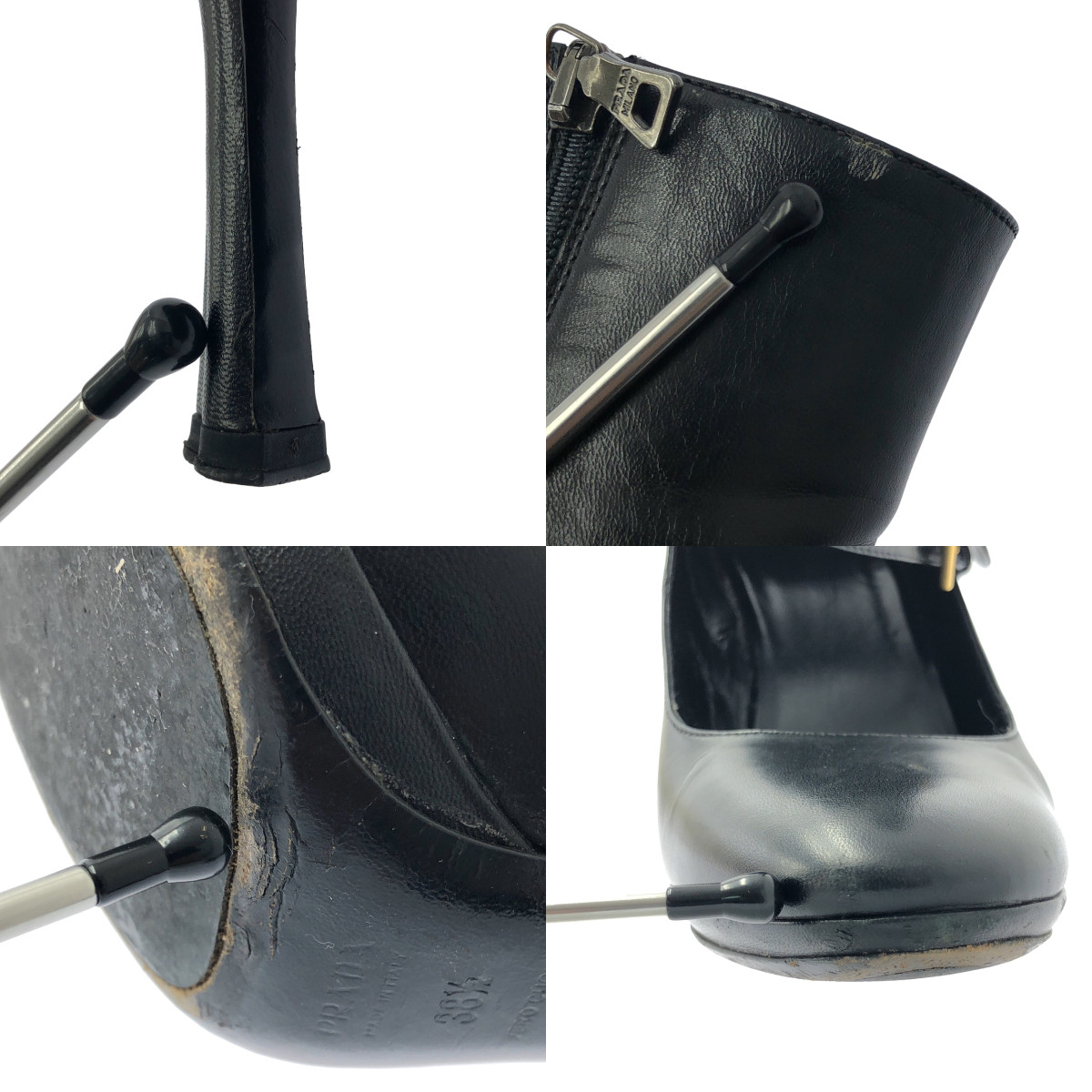 PRADA / プラダ サイドボタン ラウンドトゥ ヒールブーツ