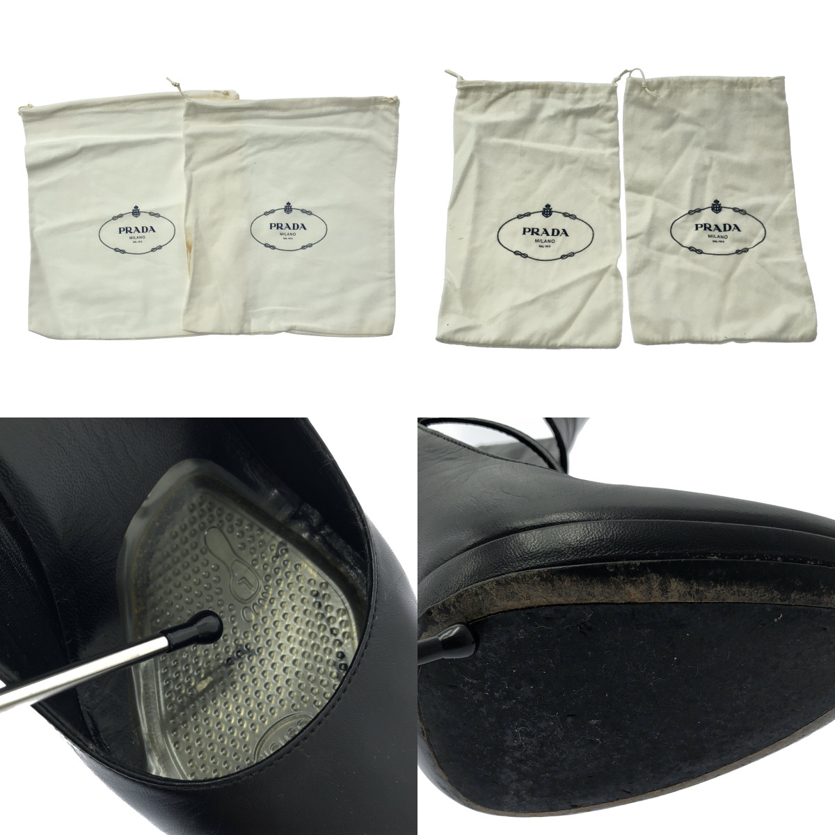 PRADA / プラダ サイドボタン ラウンドトゥ ヒールブーツ