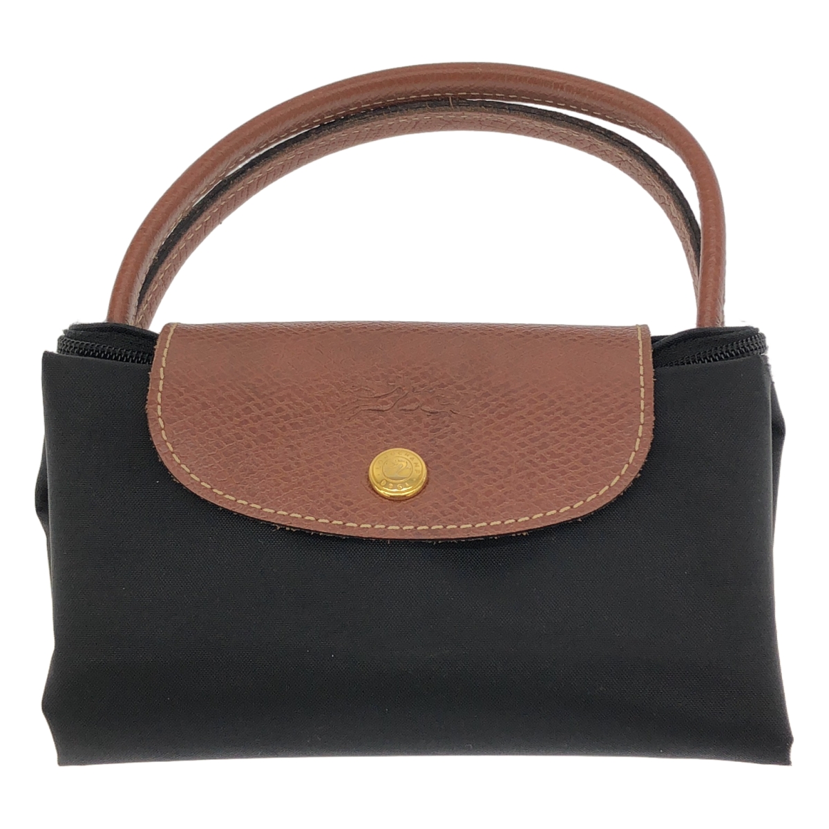 Longchamp / ロンシャン le pliage type s modele depose / レザー切替 ロゴ ハンド トートバッグ