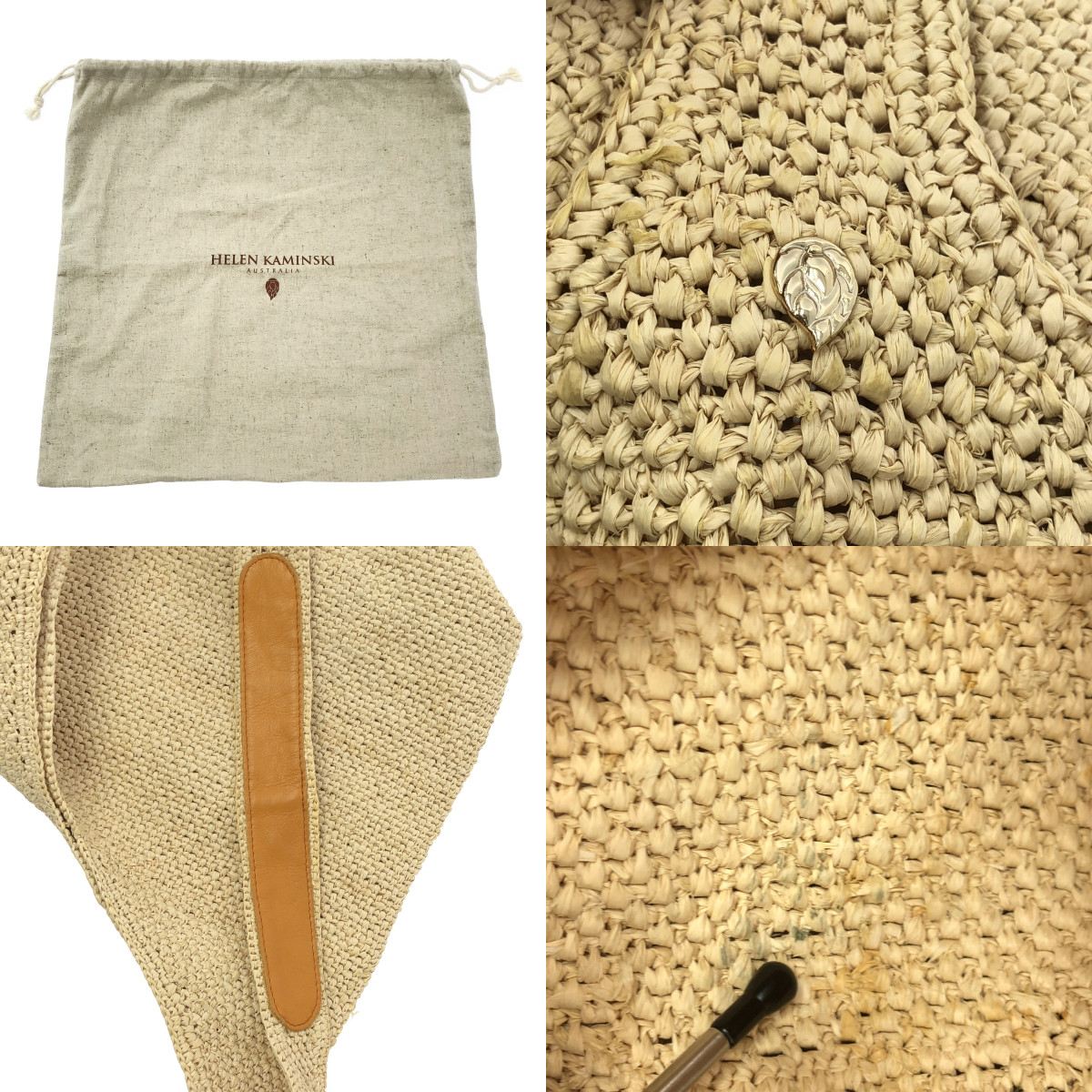 Helen Kaminski / ヘレンカミンスキー ワンポイントチャーム レザーハンドル ワンショルダーカゴバッグ