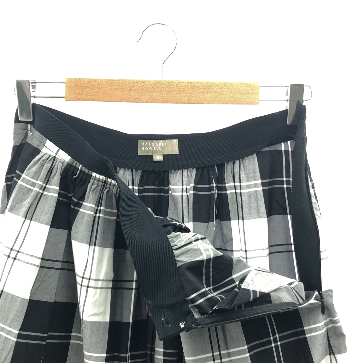 MARGARET HOWELL / マーガレットハウエル MONO CHECK SILK COTTON シルク コットン チェック スカート