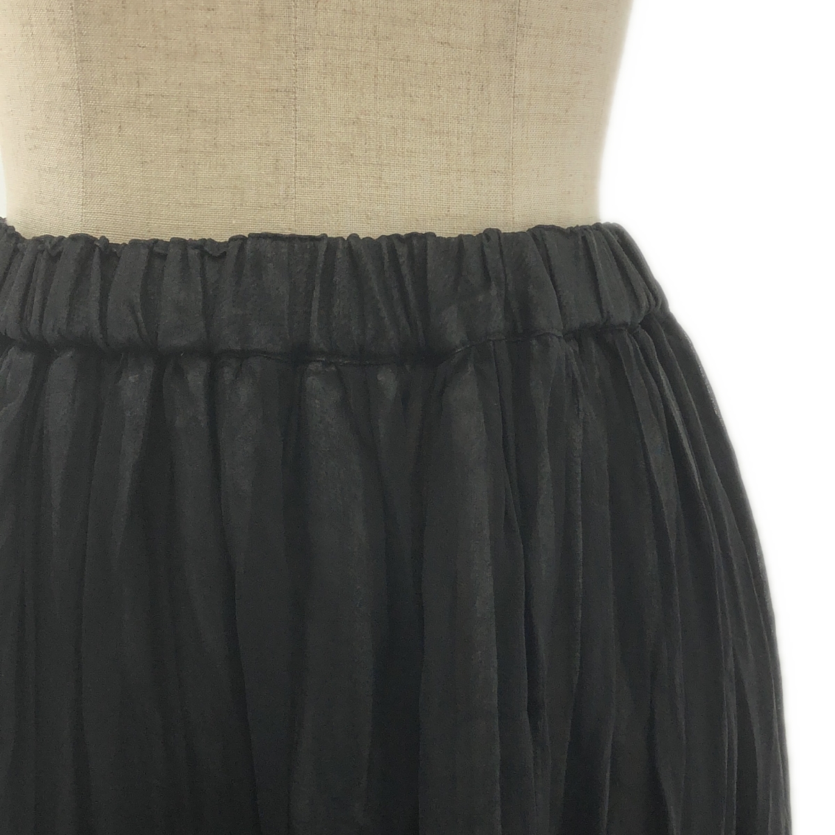 COMME des GARCONS COMME des GARCONS / コムコム リボン装飾 シアー ギャザー ドローストリング ボリューム スカート / 総裏地