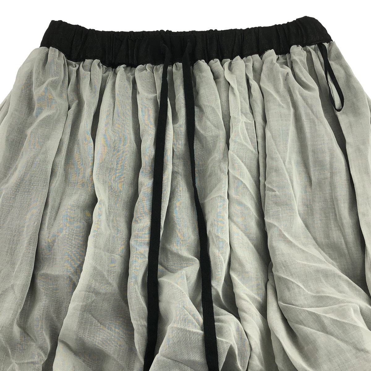 COMME des GARCONS COMME des GARCONS / コムコム リボン装飾 シアー ギャザー ドローストリング ボリューム スカート / 総裏地