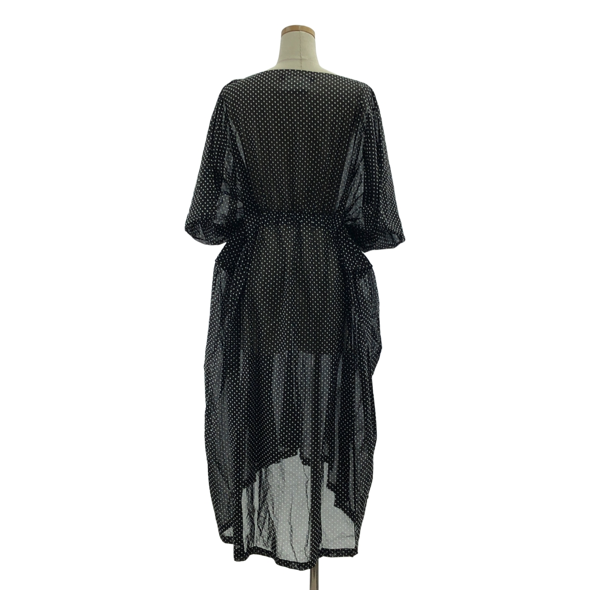 JUNYA WATANABE COMME des GARCONS / ジュンヤワタナベ 総柄 ドット 変形 シアー ギャザー ボリューム ワンピース