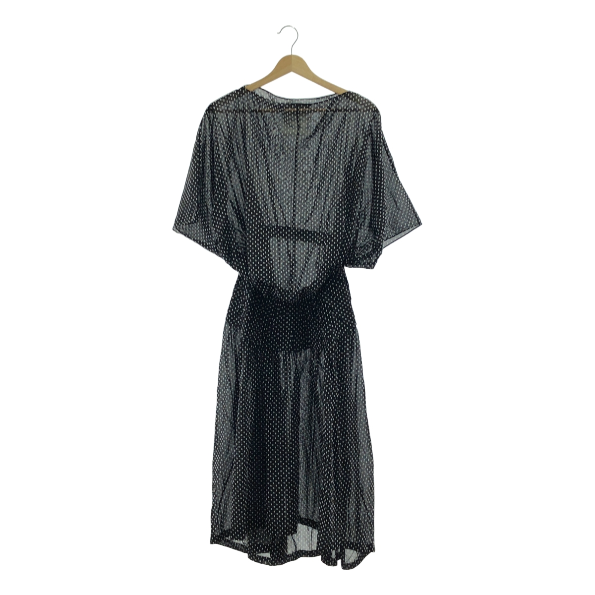 JUNYA WATANABE COMME des GARCONS / ジュンヤワタナベ 総柄 ドット 変形 シアー ギャザー ボリューム ワンピース