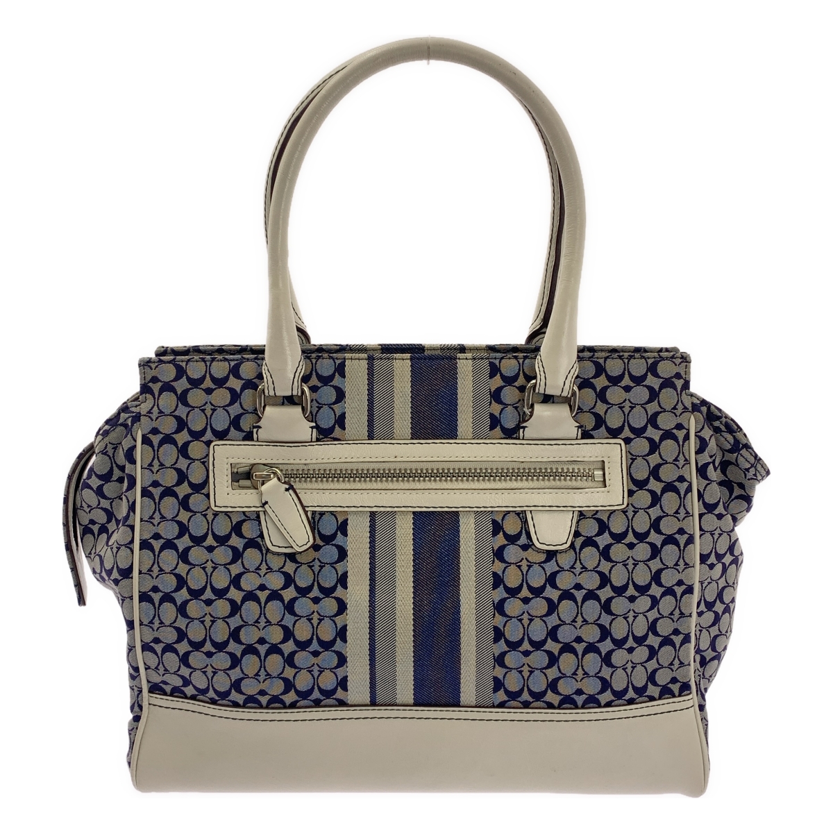 COACH / コーチ レザーハンドル シグネチャー タッセル トートバッグ