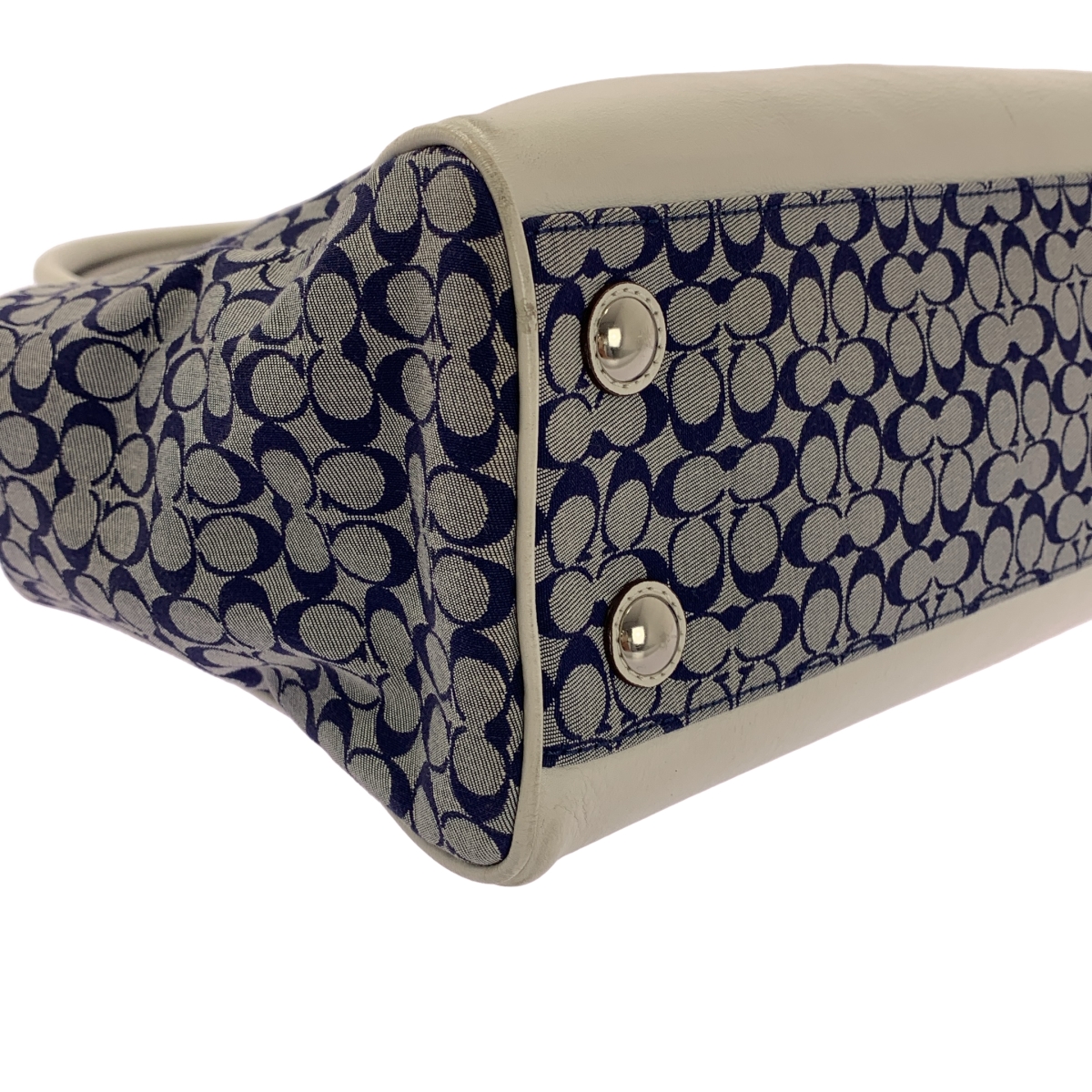 COACH / コーチ レザーハンドル シグネチャー タッセル トートバッグ