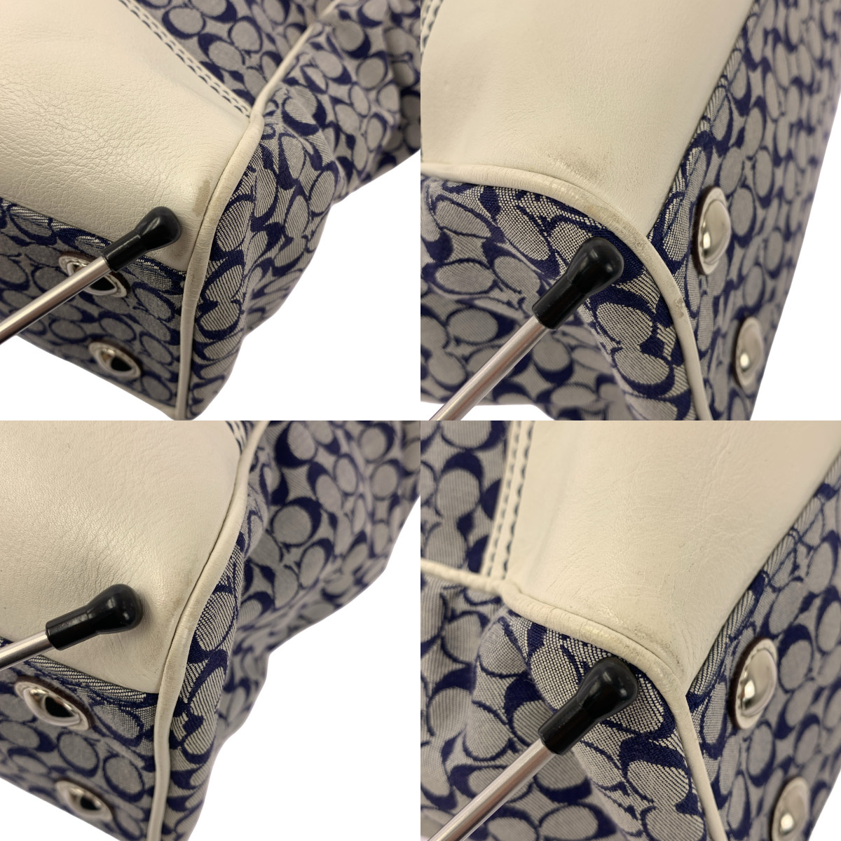 COACH / コーチ レザーハンドル シグネチャー タッセル トートバッグ