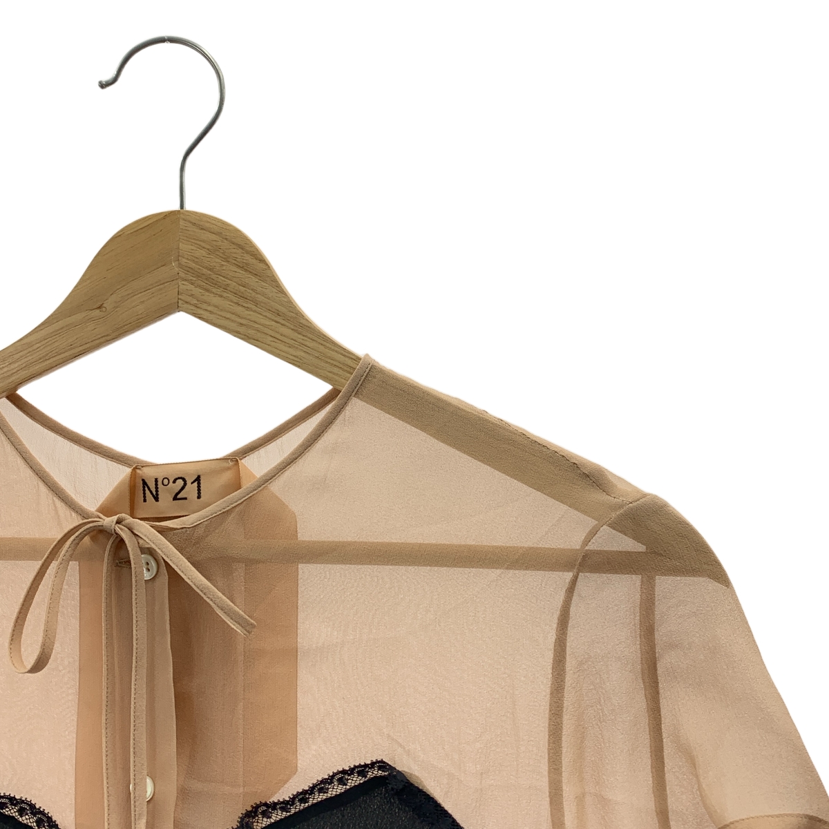 N°21 / ヌメロヴェントゥーノ アセテート シルク バイカラー シャツ ブラウス