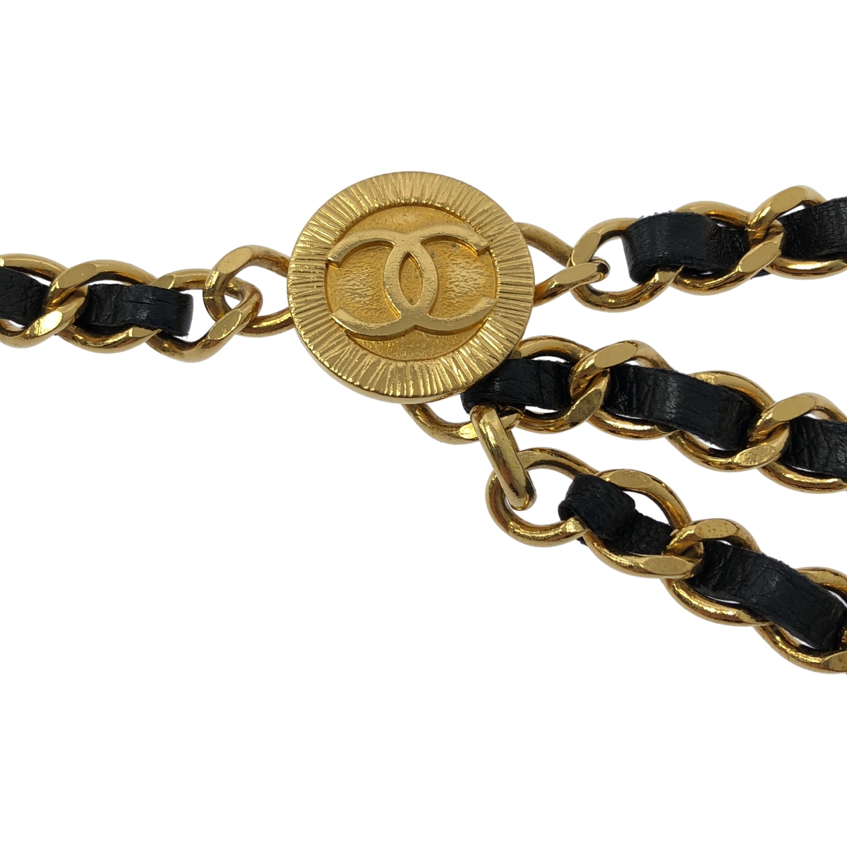 CHANEL / シャネル CHAIN & LEATHER BELT / ココマーク 3連 レザー チェーン ベルト