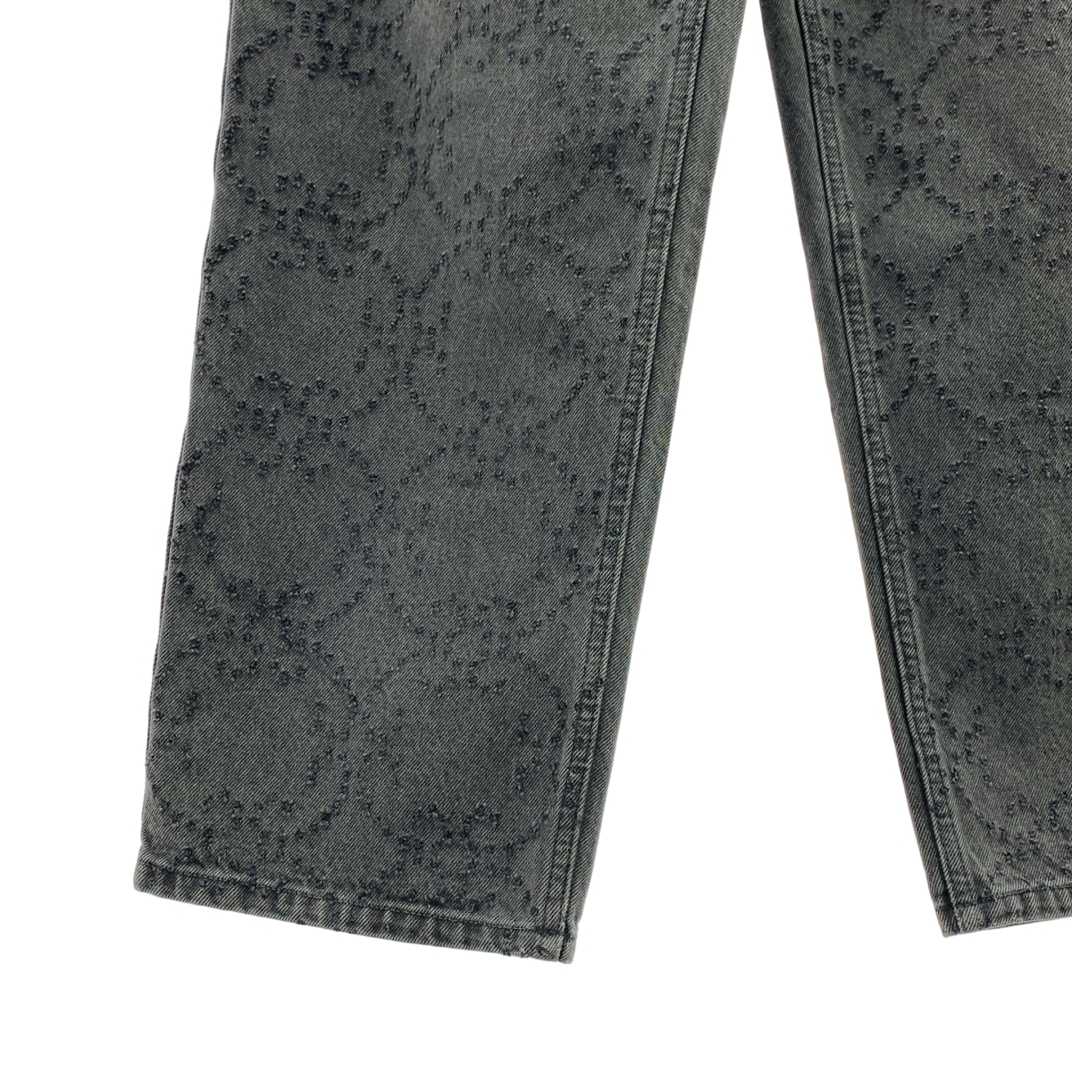 その他 LASER-CUT WIDE JEANS / レーザー加工 バックレースアップ ブラックデニム パンツ