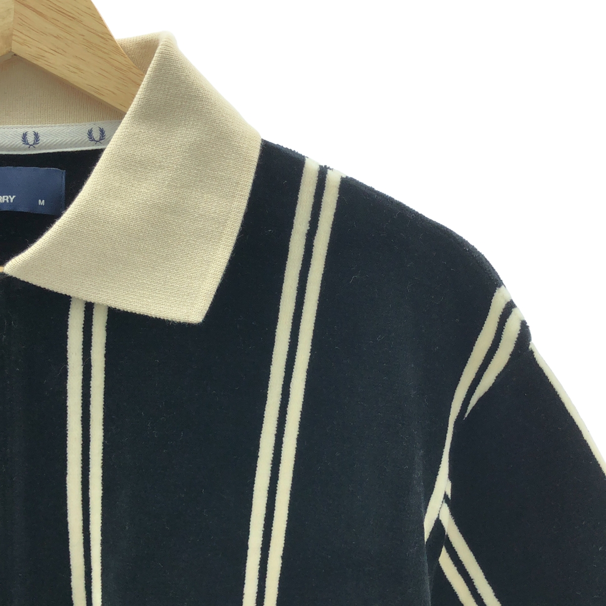 FRED PERRY / フレッドペリー JOURNAL STANDARD別注 VELOR L/S ZIP POLO SHIRT ストライプ ベロア ジップ ポロシャツ