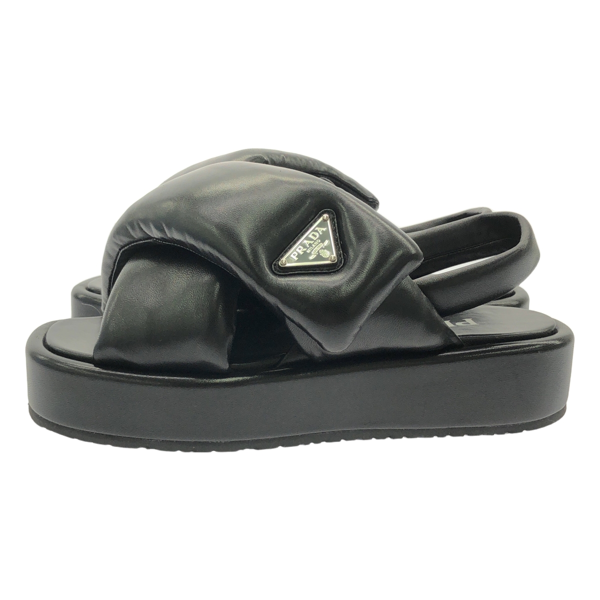 PRADA / プラダ Soft padded nappa leather wedge sandals / 1XZ758 ソフトパデッドナッパ レザー サンダル