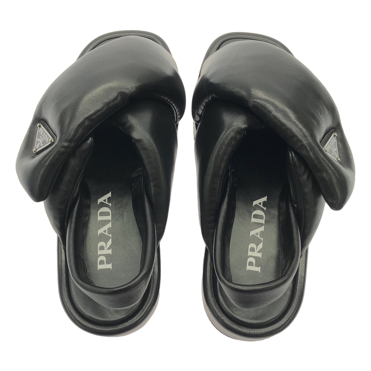 PRADA / プラダ Soft padded nappa leather wedge sandals / 1XZ758 ソフトパデッドナッパ レザー サンダル