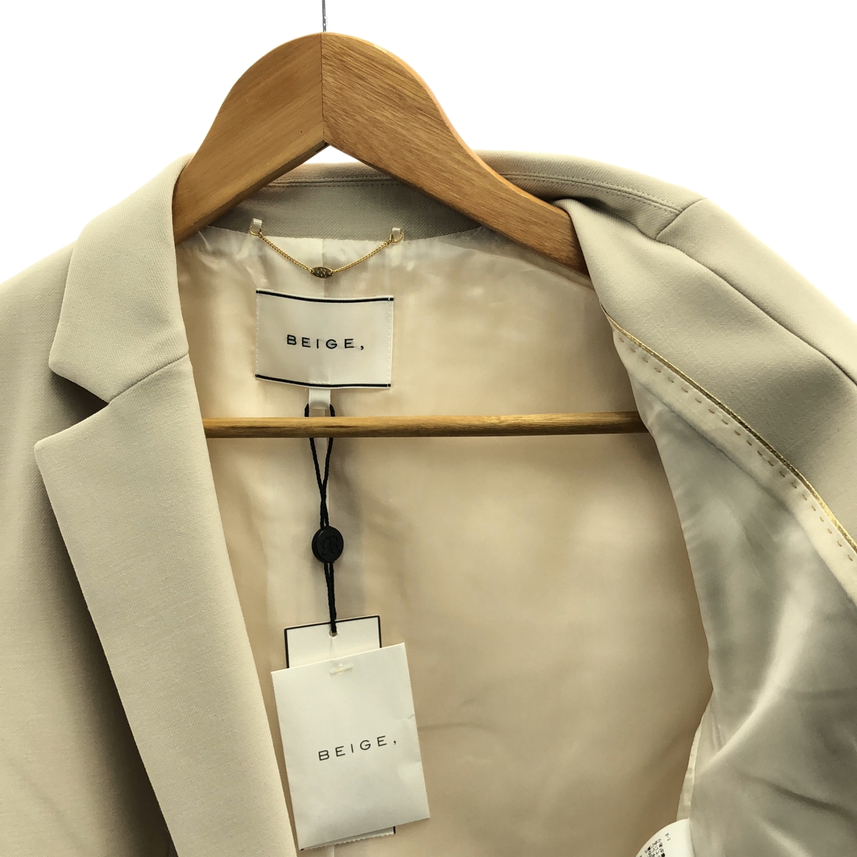 BEIGE， / ベイジ VILLAZ / セットアップ シングルブレスト ジャケット 総裏地 / 異素材 切替 スラックス パンツ