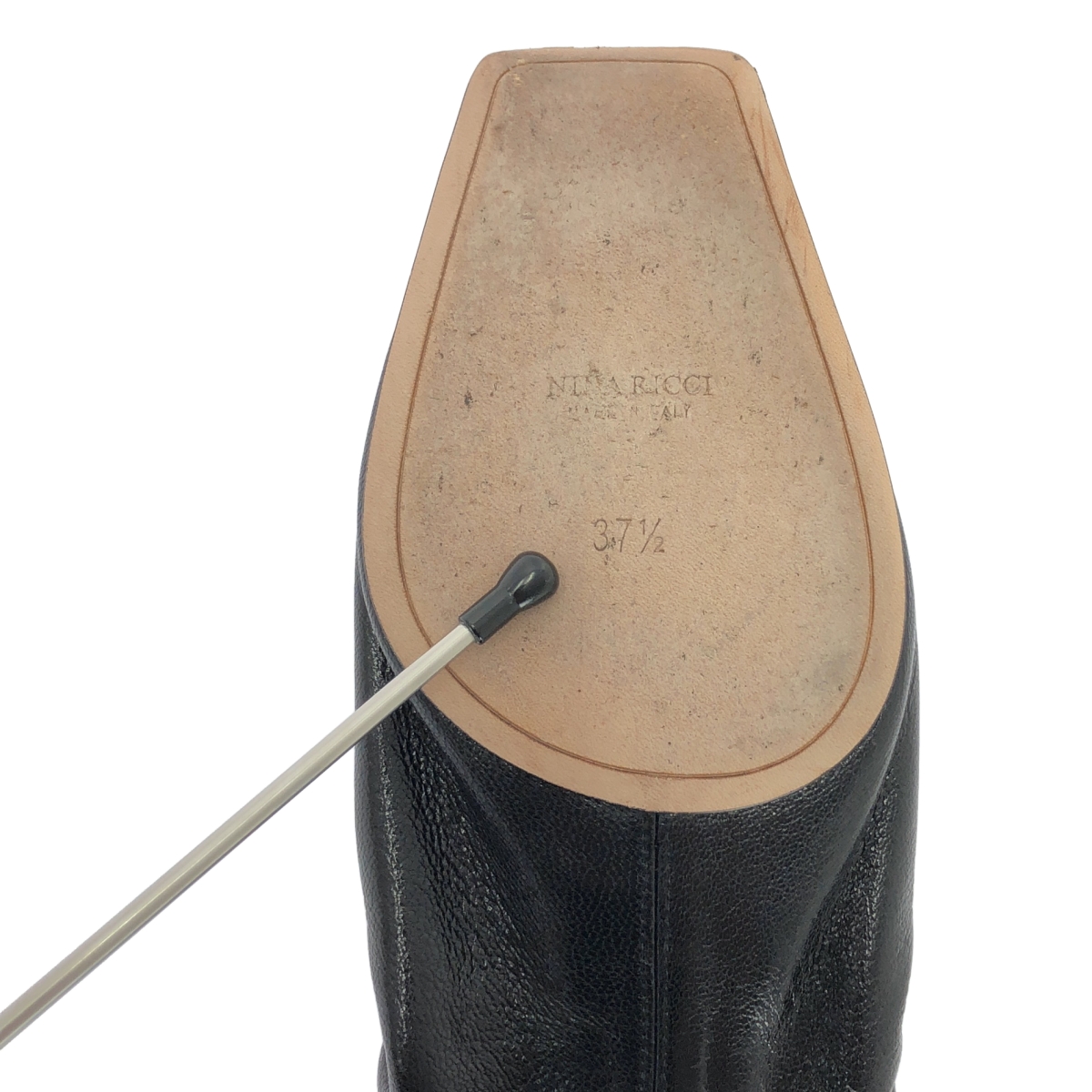 NINA RICCI / ニナリッチ レザー ロゴ スクエアトゥ フラット バレエシューズ