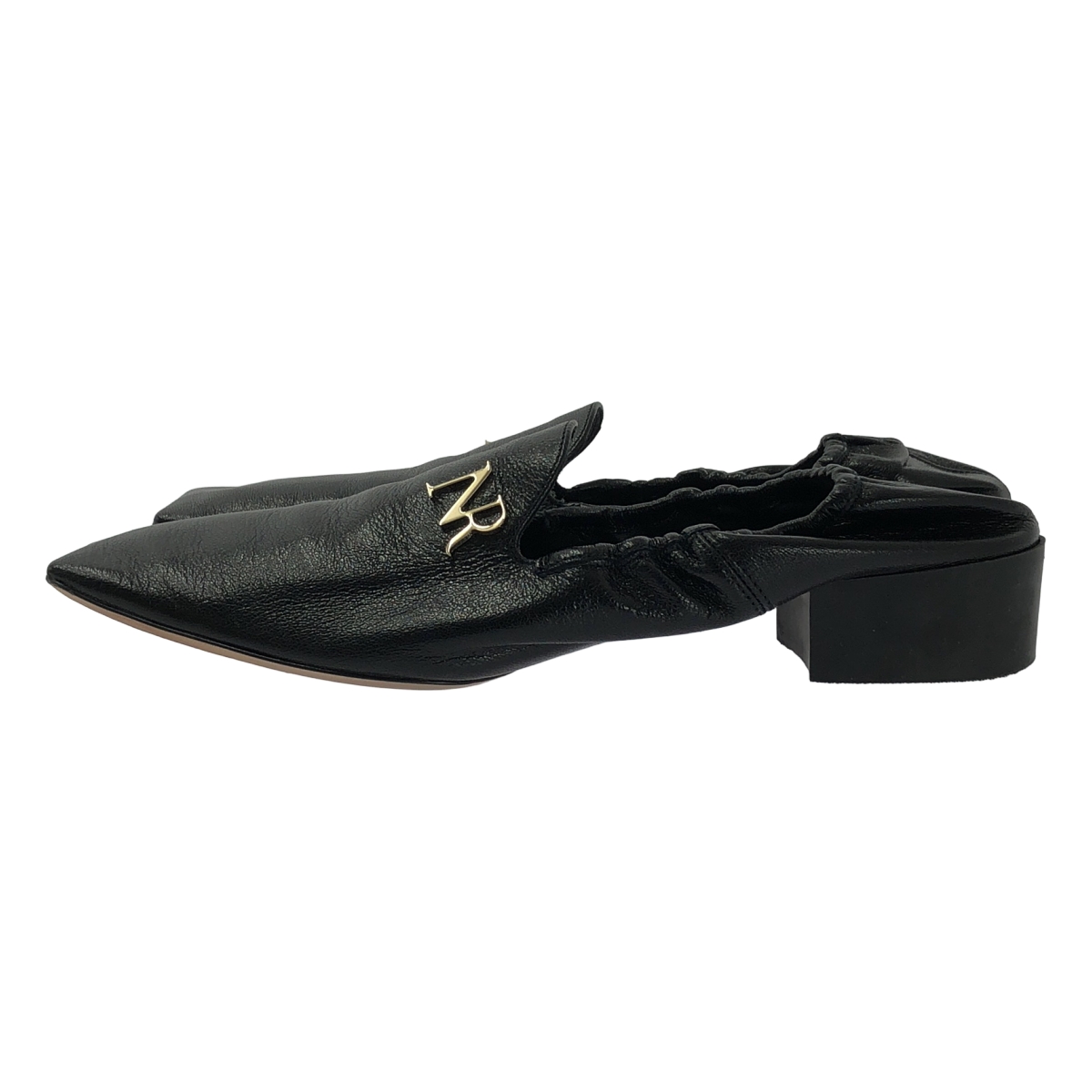 NINA RICCI / ニナリッチ レザー ロゴ スクエアトゥ フラット バレエシューズ