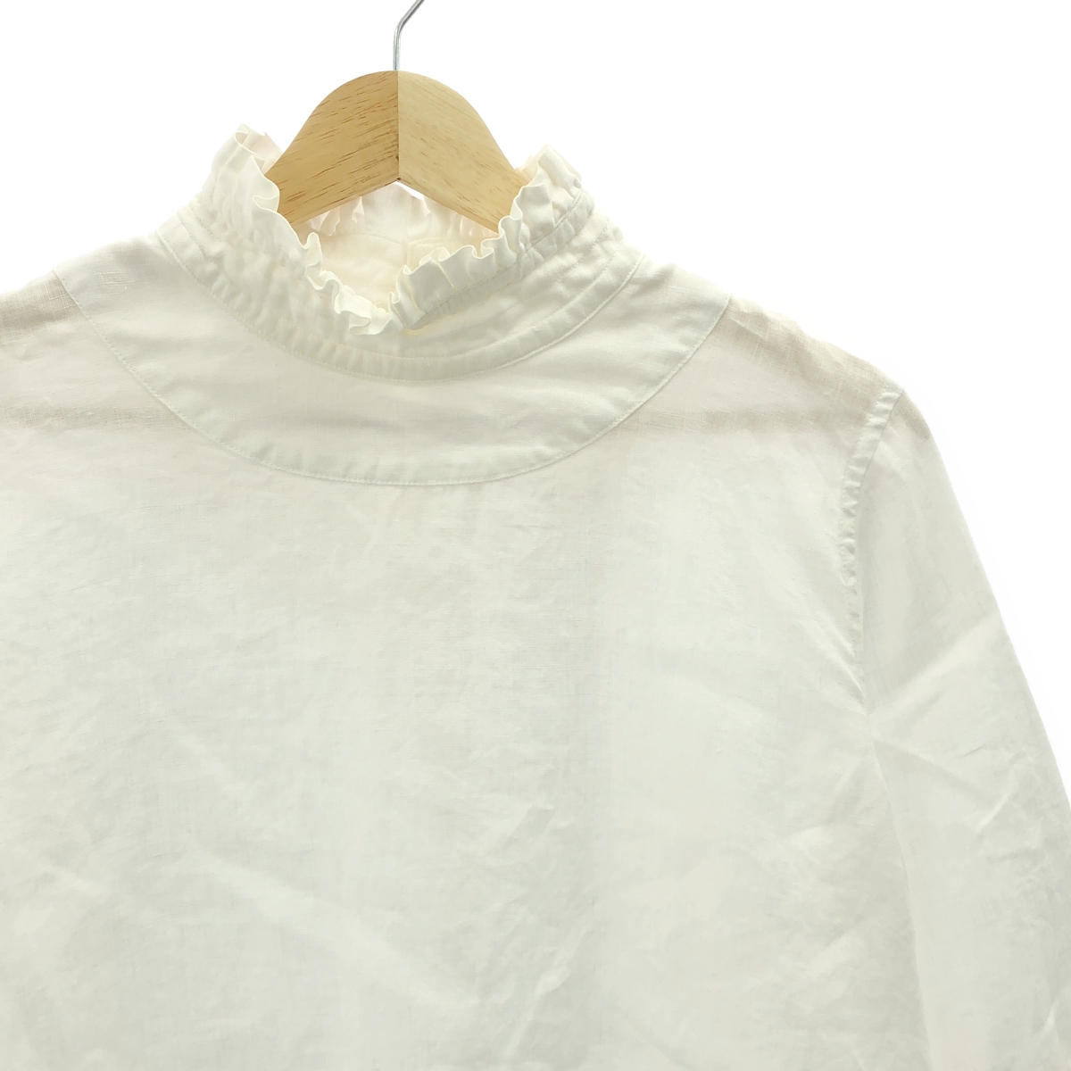 Vlas Blomme / ヴラスブラム リネン フリルカラー ギャザーボリュームスリーブ シャツ ブラウス