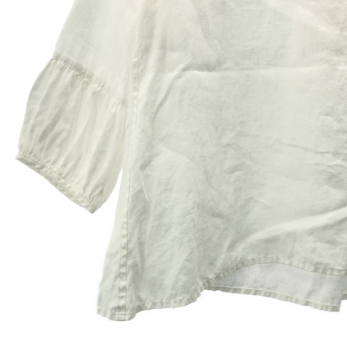 Vlas Blomme / ヴラスブラム リネン フリルカラー ギャザーボリュームスリーブ シャツ ブラウス