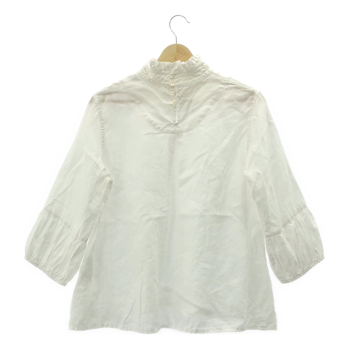 Vlas Blomme / ヴラスブラム リネン フリルカラー ギャザーボリュームスリーブ シャツ ブラウス