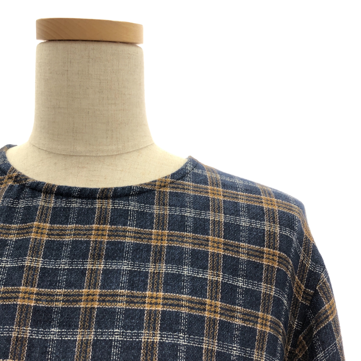 Vlas Blomme / ヴラスブラム リネン チェック バックボタン ワンピース