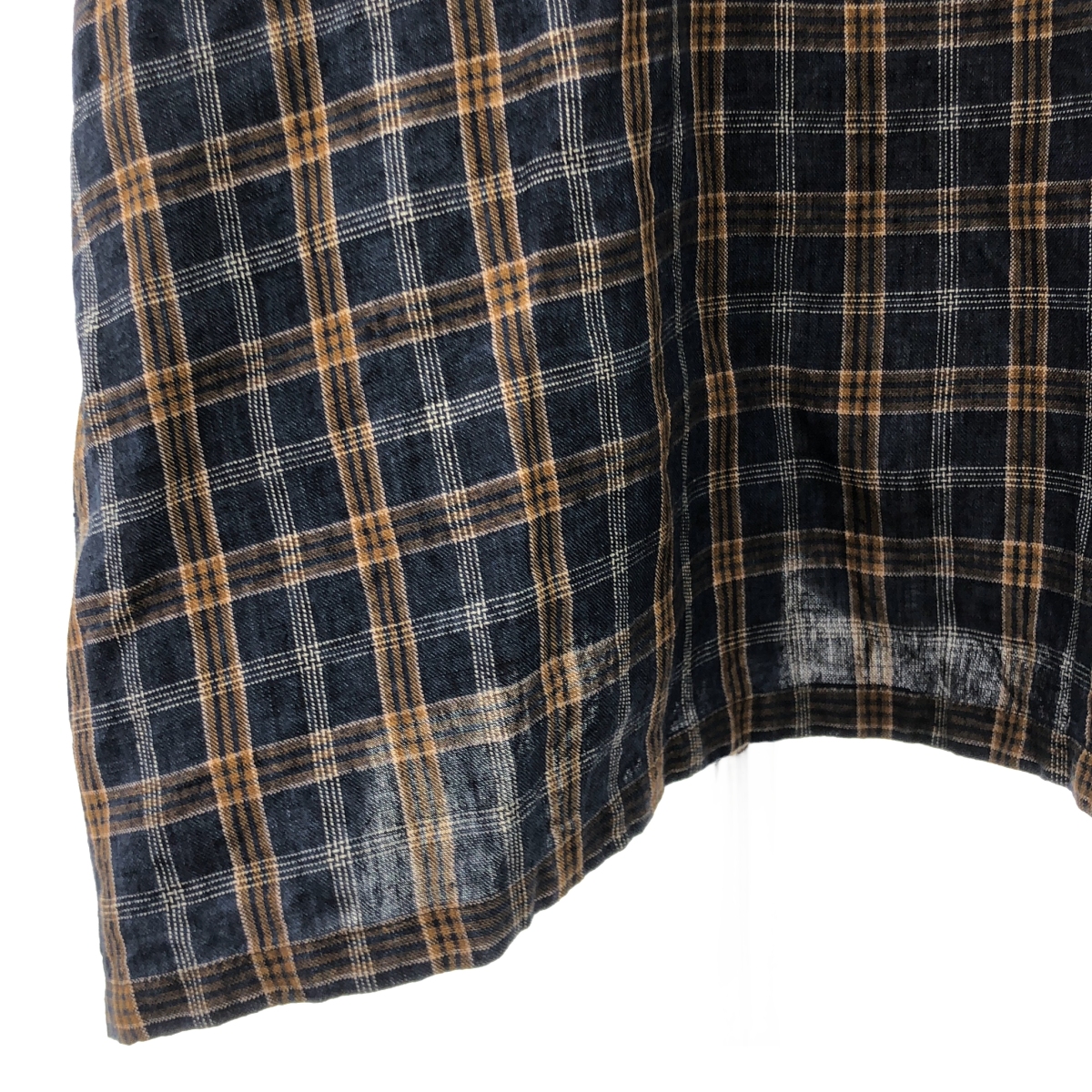 Vlas Blomme / ヴラスブラム リネン チェック バックボタン ワンピース